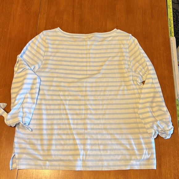J. Crew 3/4 Sleeve 100% Cotton Striped T-shirt size L - Picture 2 of 7